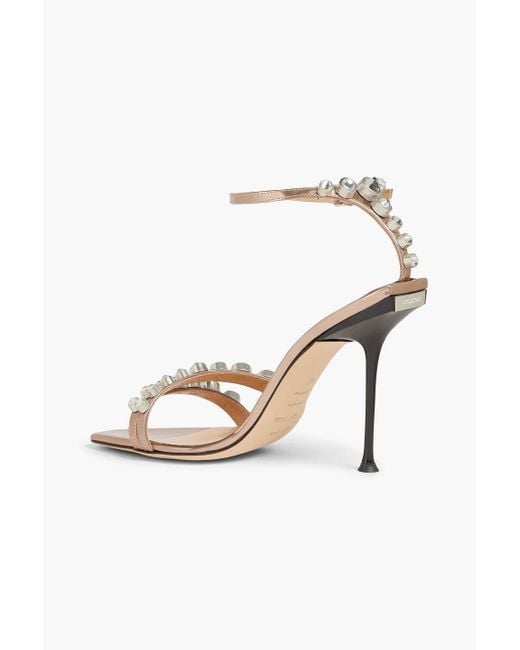 Sergio Rossi White Crystal Leather Sandals