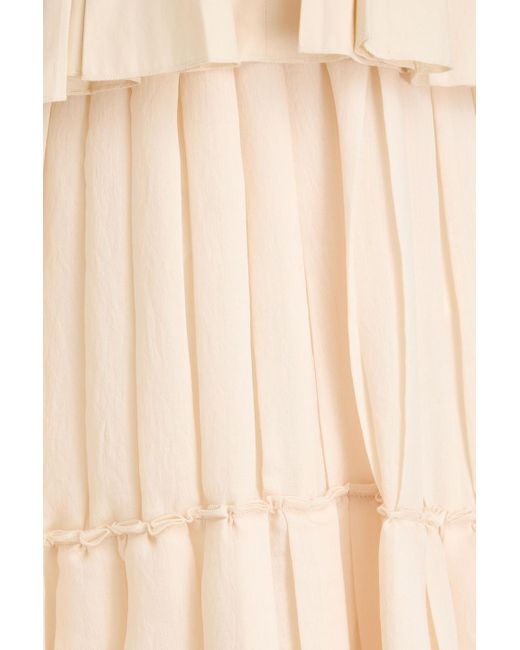 Jonathan Simkhai Natural Delania gestuftes maxikleid aus georgette und baumwollpopeline