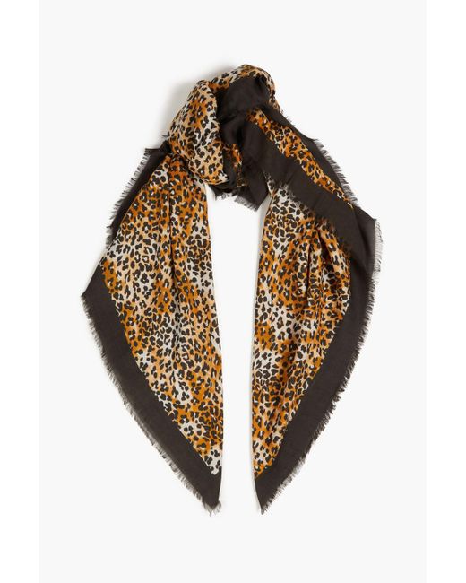 Maje Multicolor Leopard-print Modal And Silk-blend Twill Scarf