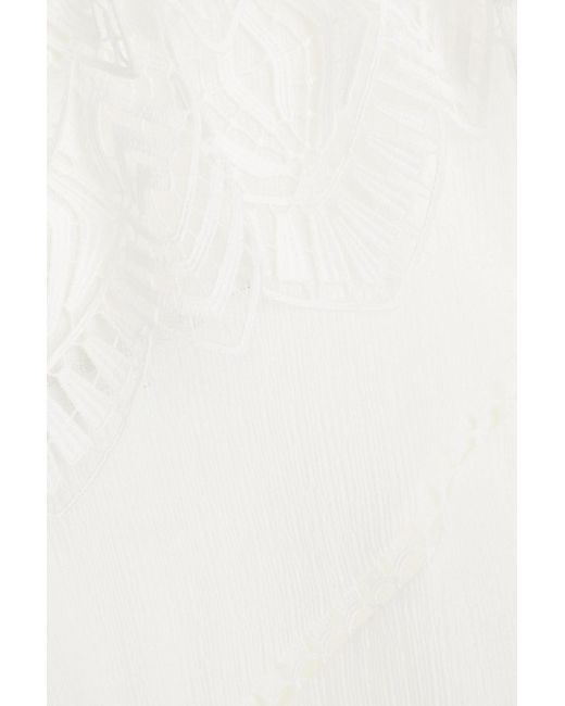 IRO White Guipure Lace-trimmed Crepon Mini Dress