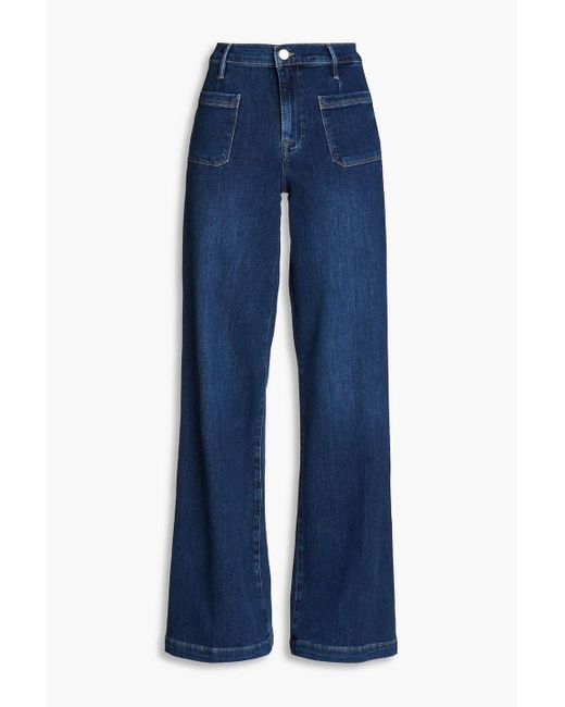 FRAME Blue Le Bardot High-rise Wide-leg Jeans