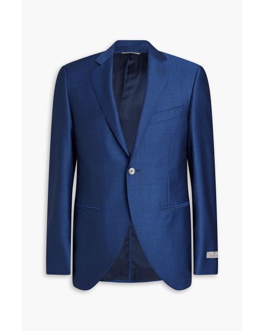 Canali Blue Wool And Mohair-blend Blazer for men