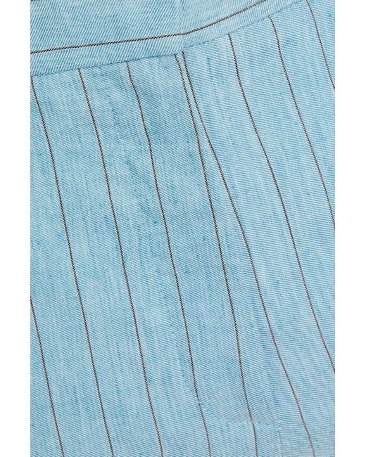 Day Birger et Mikkelsen Blue Pinstriped Linen-blend Twill Straight-leg Pants