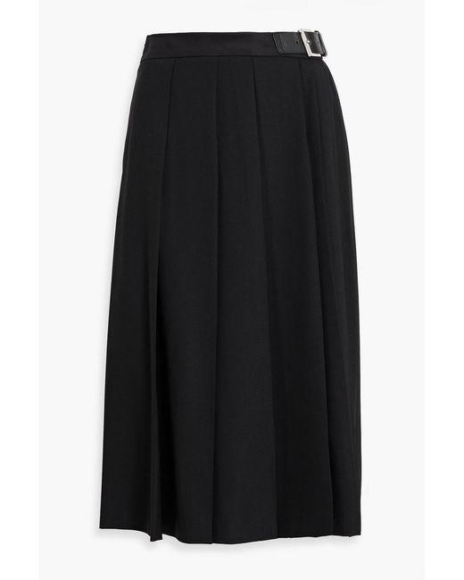 Max Mara Black Estella Pleated Wool-Blend Twill Midi Skirt