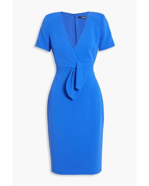 Badgley Mischka Blue Knotted Crepe Dress