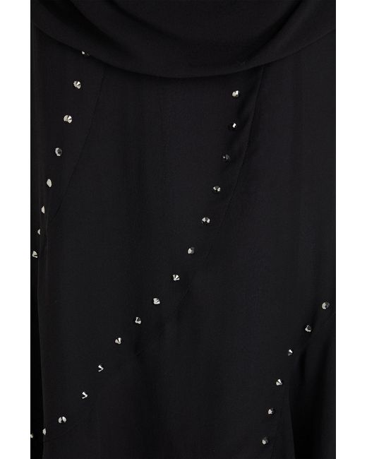 Alessandra Rich Black Crystal-Embellished Silk-Georgette Mini Dress