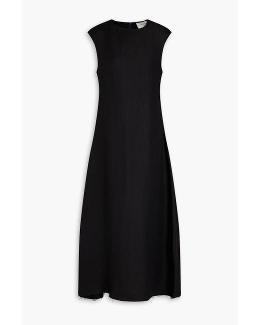 Loulou Studio Black Sonora Linen-blend Twill Maxi Dress