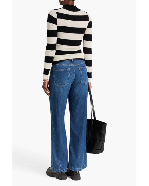 FRAME Blue Le baggy Palazzo High-rise Wide-leg Jeans