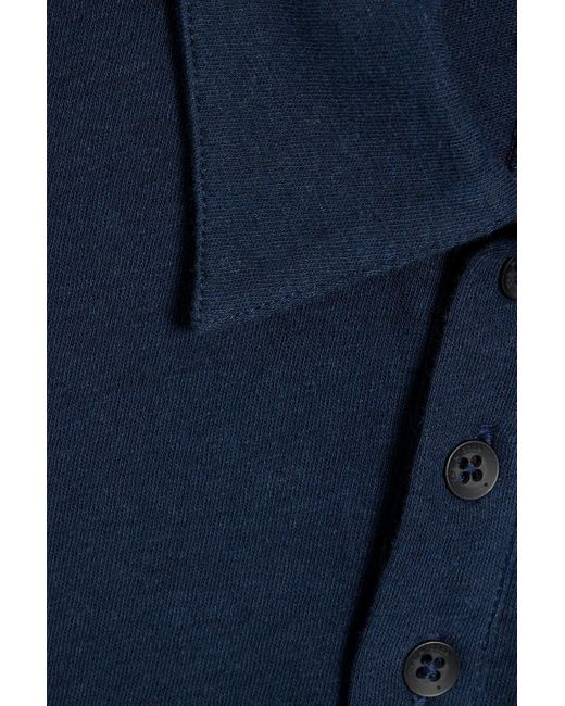 Rag & Bone Blue Linen And Cotton-blend Polo Shirt for men