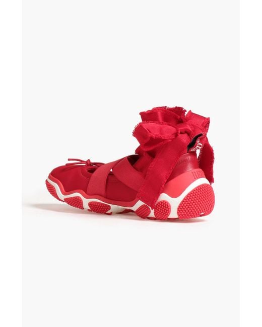 Red(v) Red Leather-trimmed Neoprene Sneakers