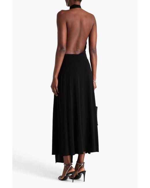 Magda Butrym Black Draped Jersey Halterneck Maxi Dress