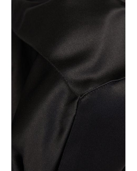 Tibi Black Satin-paneled Cotton-poplin Top