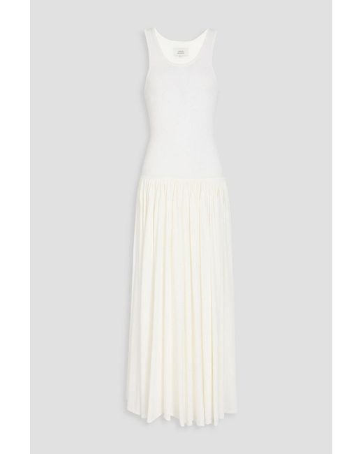 Loulou de Saison White Jada Gathered Stretch-knit Maxi Dress