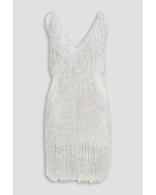 Naeem Khan White Gatsby Embellished Chiffon Mini Dress