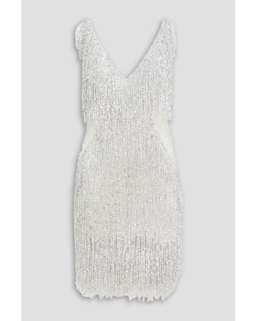 Naeem Khan White Gatsby Embellished Chiffon Mini Dress