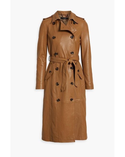 Muubaa Brown Belted Leather Trench Coat