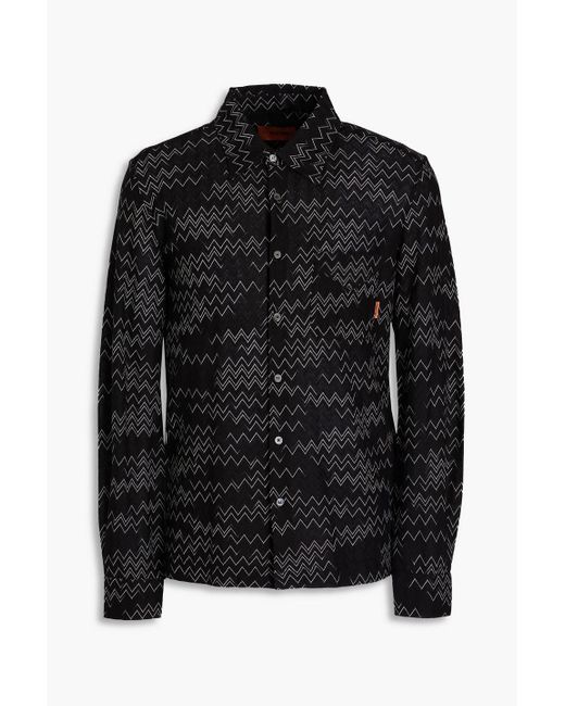 Missoni Black Crochet-knit Cotton-blend Shirt for men