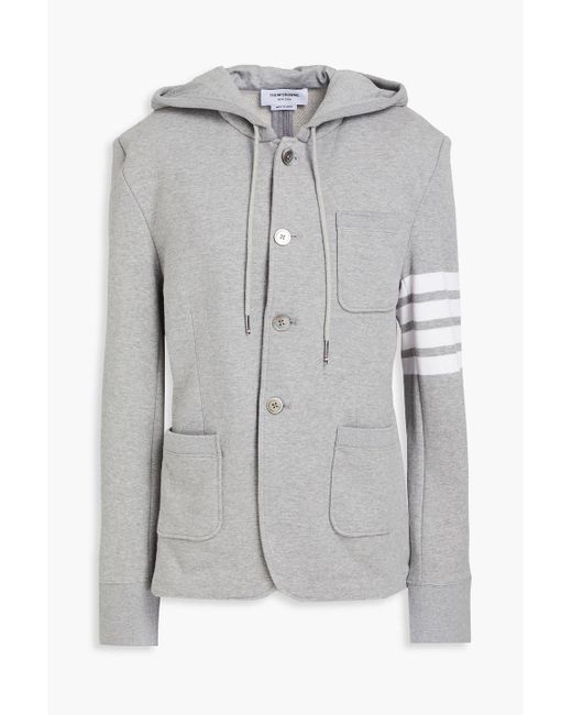 Thom Browne Gray Striped French Cotton-terry Hooded Blazer for men