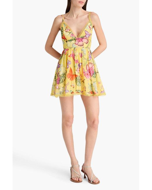 Charo Ruiz Yellow Issya Printed Cotton-Blend Mini Dress