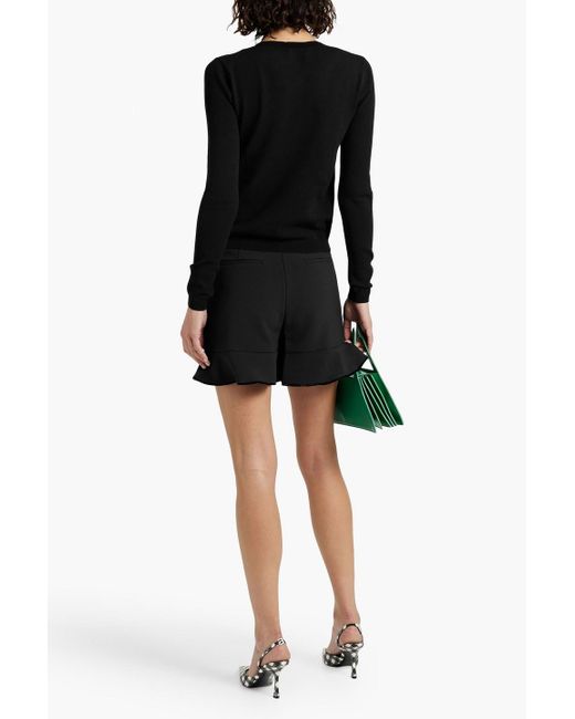 RED Valentino Black Skirt-effect Ruffled Crepe Shorts