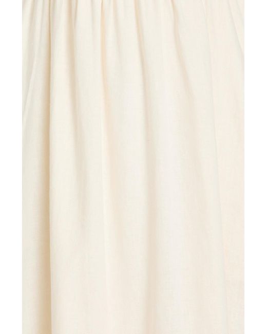 Solid & Striped White Aurora Knotted Linen-blend Midi Dress