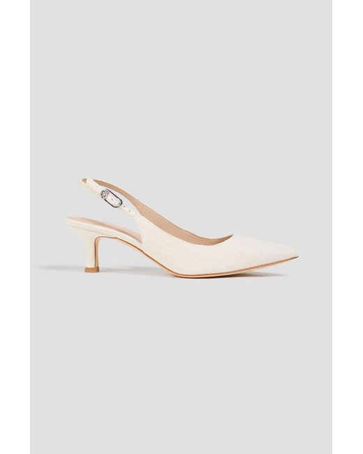Stuart Weitzman White Isla Canvas Slingback Pumps