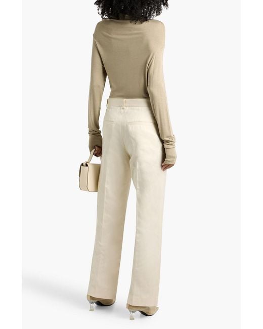 Totême White Cotton And Linen-Blend Twill Straight-Leg Pants