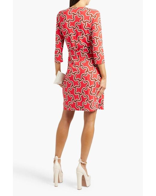 Diane von Furstenberg Red Julian Printed Silk-jersey Wrap Dress