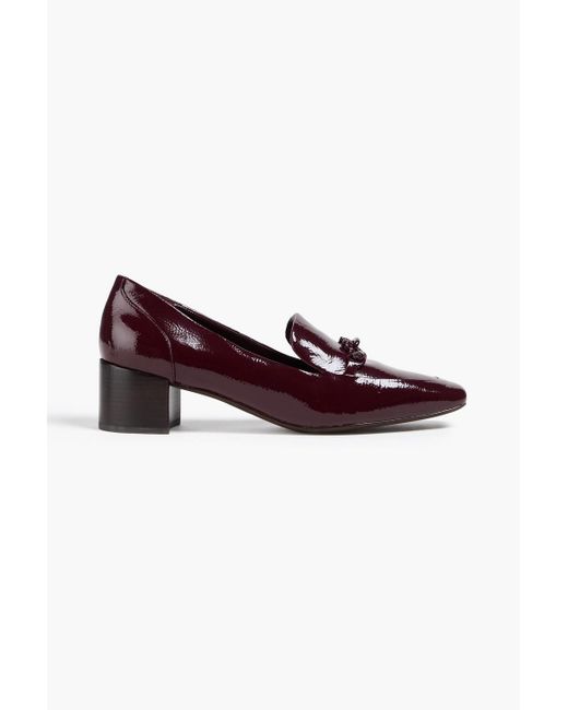 Tory Burch Purple Jessa Embellished Patent-leather Loafers
