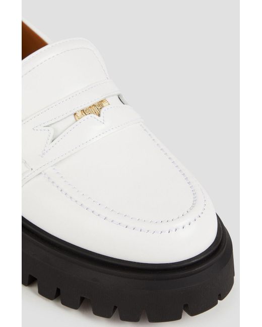 Maje White Leather Platform Loafers