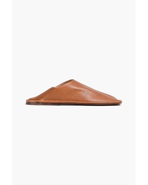 Sandro White Leather Collapsible-heel Slippers for men