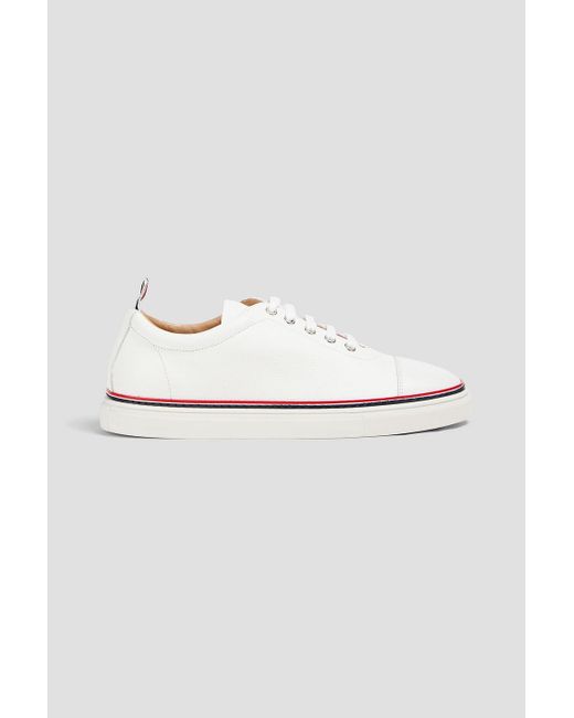 Thom Browne White Pebbled-leather Sneakers