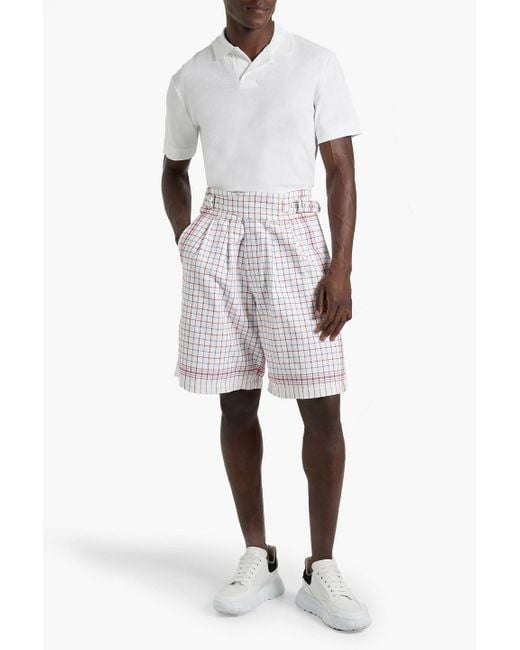Maison Margiela White Checked Cotton-tweed Shorts for men