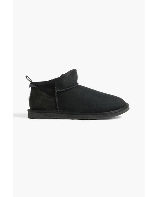 Australia Luxe Black Cosy Ultra Short Shearling-lined Suede Ankle Boots