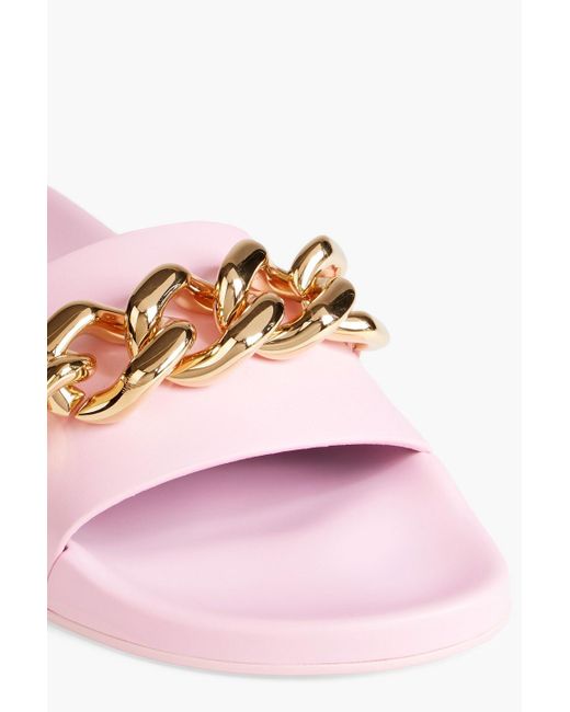 Versace Pink Chain-embellished Leather Slides