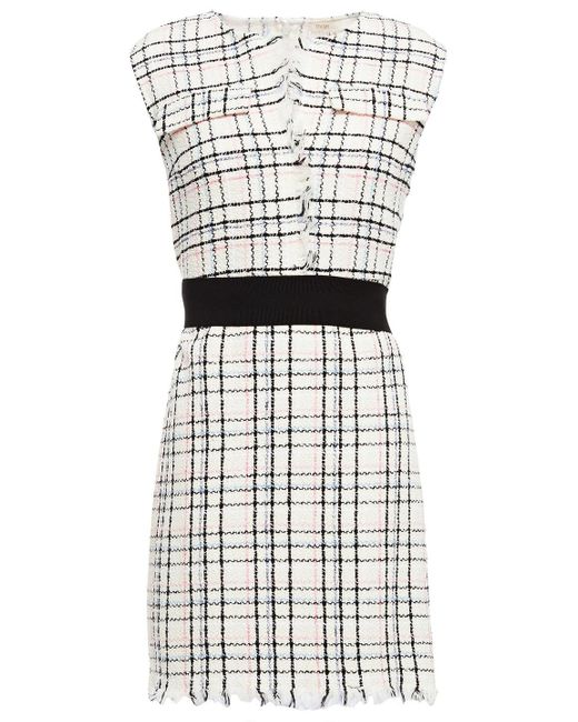 Maje Multicolor Rianey Checked Cotton-blend Tweed Mini Dress