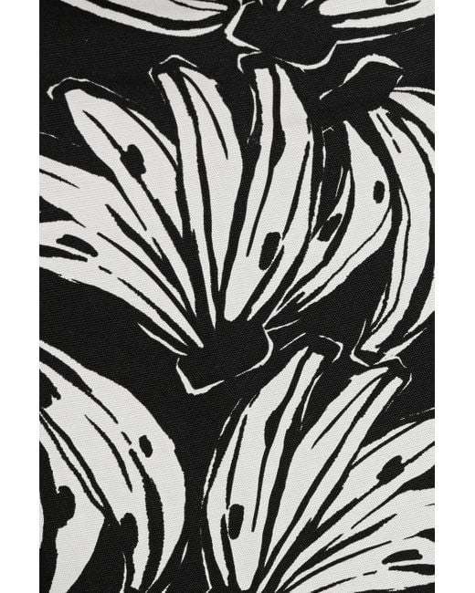 Farm Rio Black Printed Cotton And Lyocell-Blend Canvas Midi Skirt