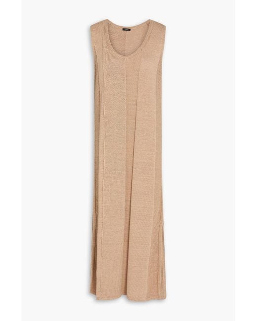 Joseph Natural Ribbed Linen-bend Midi Dress