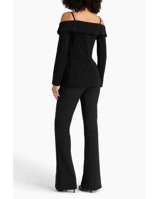 Mugler Black Cold-Shoulder Twill Jacket