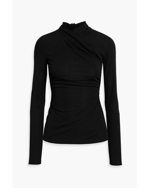 Another Tomorrow Black Drapiertes oberteil aus jersey
