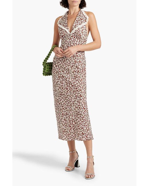 RIXO London Sabrina Floral-print Cotton And Linen-blend Halterneck Midi Dress in Brown | Lyst RIXO London Sabrina Floral-print Cotton And Linen-blend Halterneck Midi Dress in Brown | Lyst