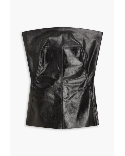 Rick Owens Black Strapless Coated Denim Top
