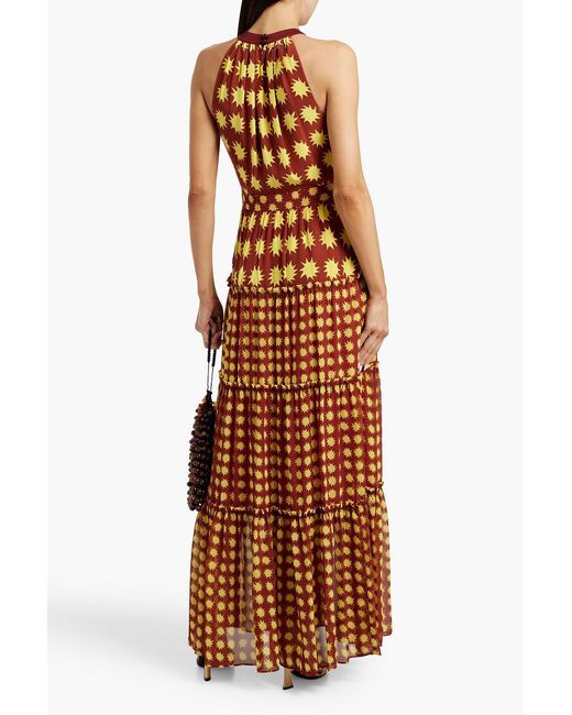 Diane von Furstenberg Jack Tiered Printed Crepe De Chine Maxi Dress