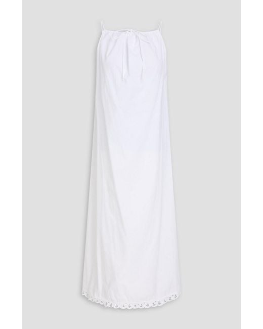 By Malene Birger White Elizabeth Lace-trimmed Cotton-poplin Maxi Slip Dress