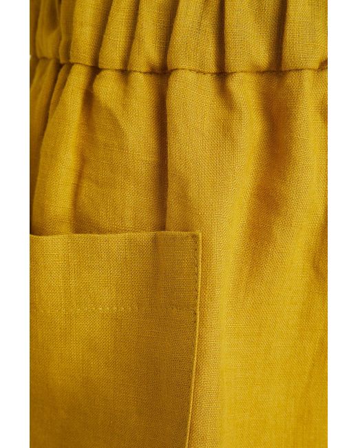 Casa Raki Yellow Emilia Linen Shorts
