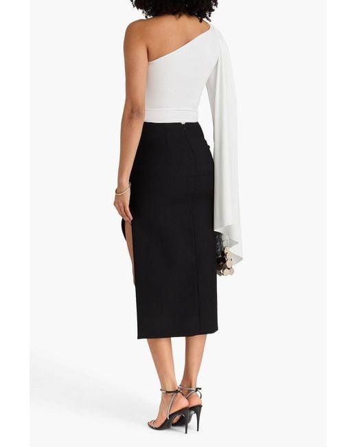 Maygel Coronel White Vionnet Draped Satin-Jersey Bodysuit