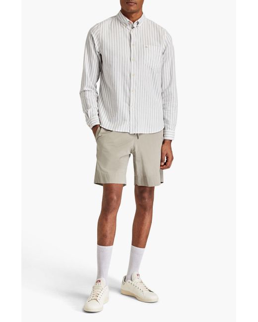 Paul Smith White Embroidered Striped Cotton Shirt for men
