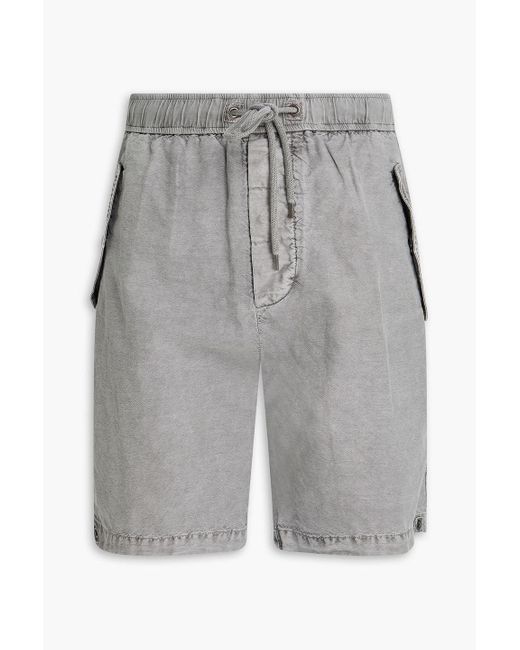 James Perse Gray Cotton And Hemp-blend Drawstring Shorts for men