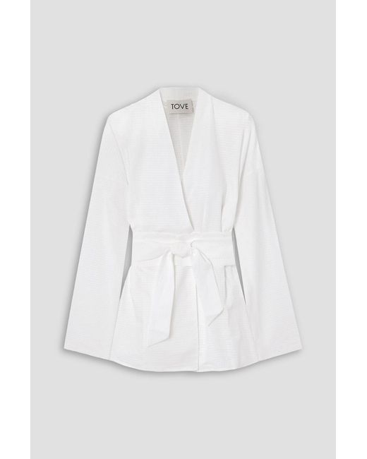 TOVE White Arya Belted Cotton-Ripstop Shirt