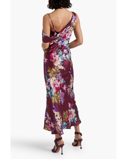 Nicholas Finley Floral-print Hammered Silk-satin Maxi Dress